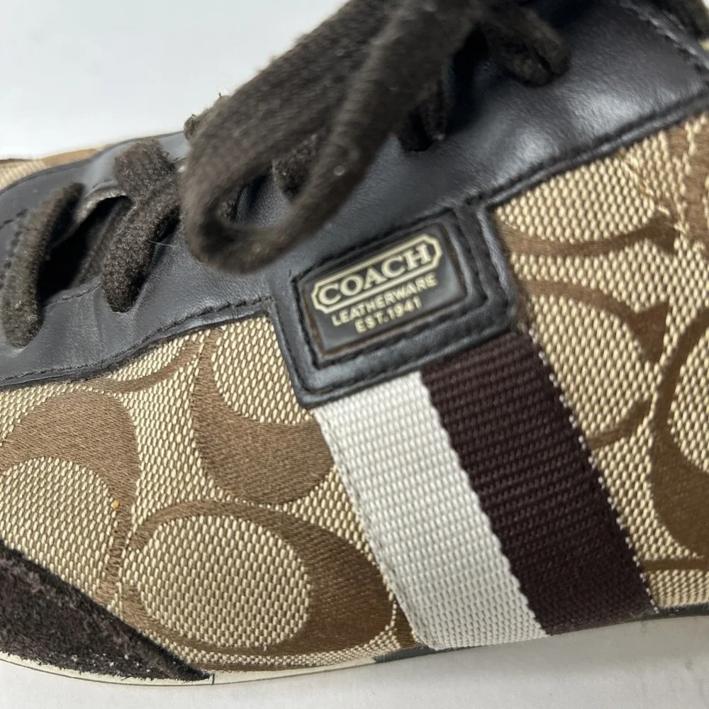 Coach Signature Joss Women's Size 9M Sneaker Shoes Suede Jacquard Monogram Brown